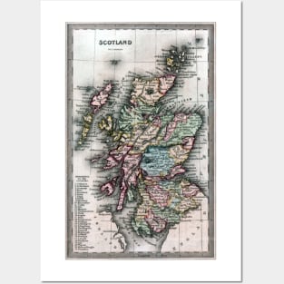 1835 Map of Scotland Posters and Art